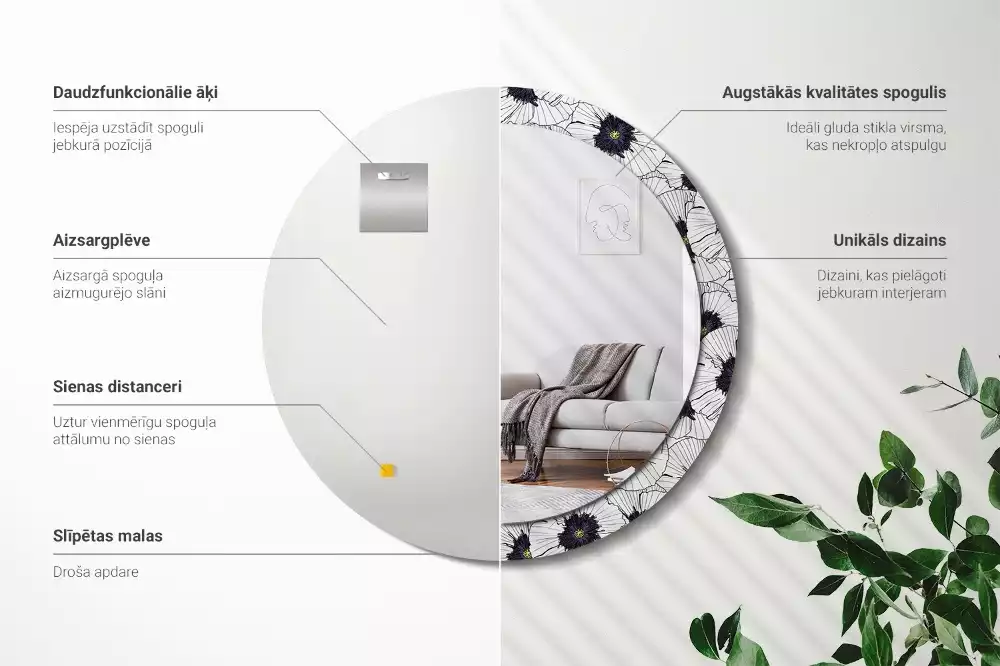 Bedrukte ronde spiegel Bloemstuk