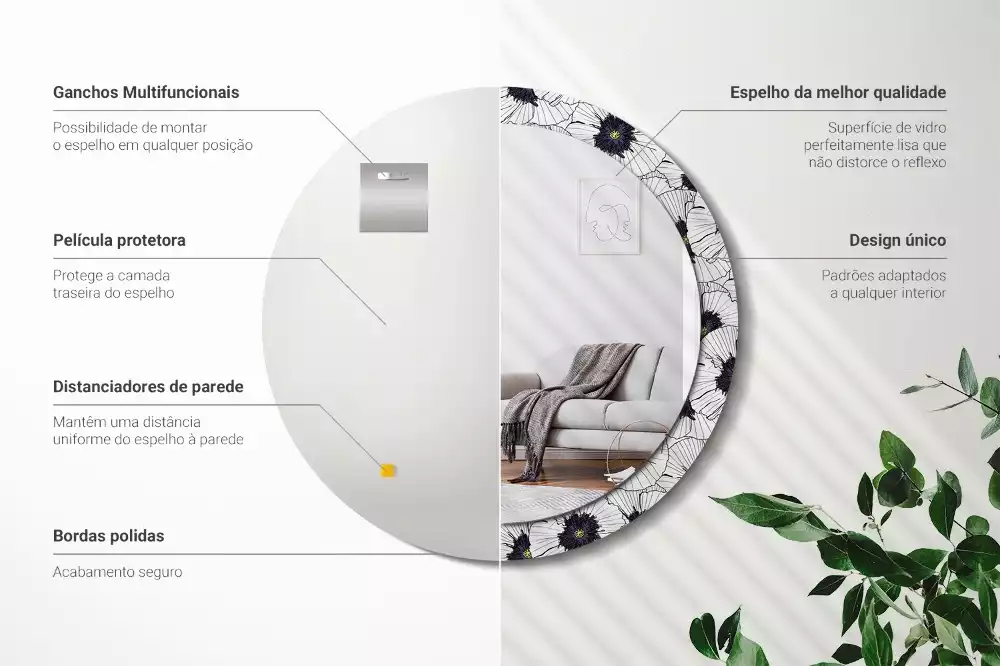 Bedrukte ronde spiegel Bloemstuk