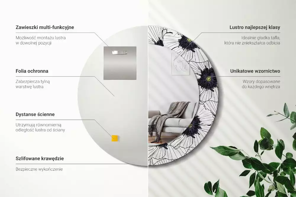 Bedrukte ronde spiegel Bloemstuk