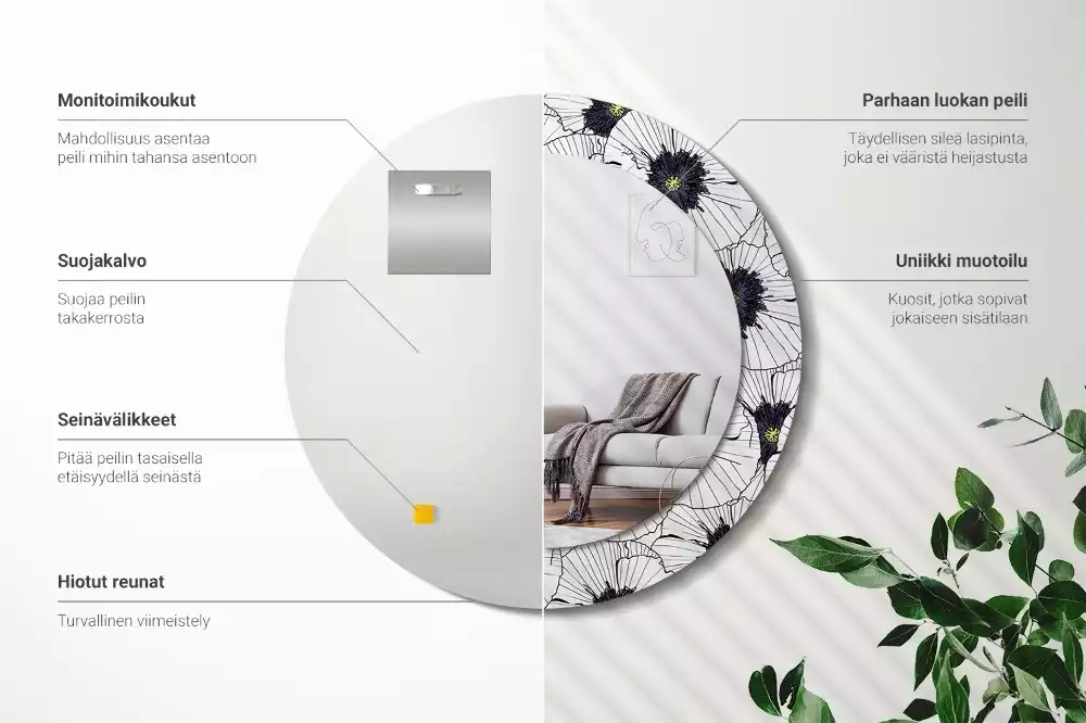 Bedrukte ronde spiegel Bloemstuk