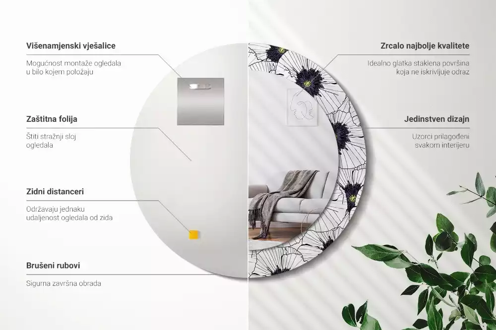 Bedrukte ronde spiegel Bloemstuk