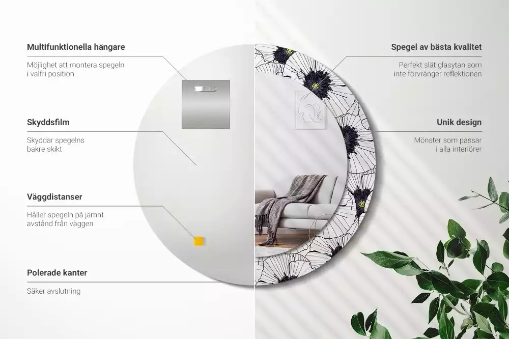 Bedrukte ronde spiegel Bloemstuk