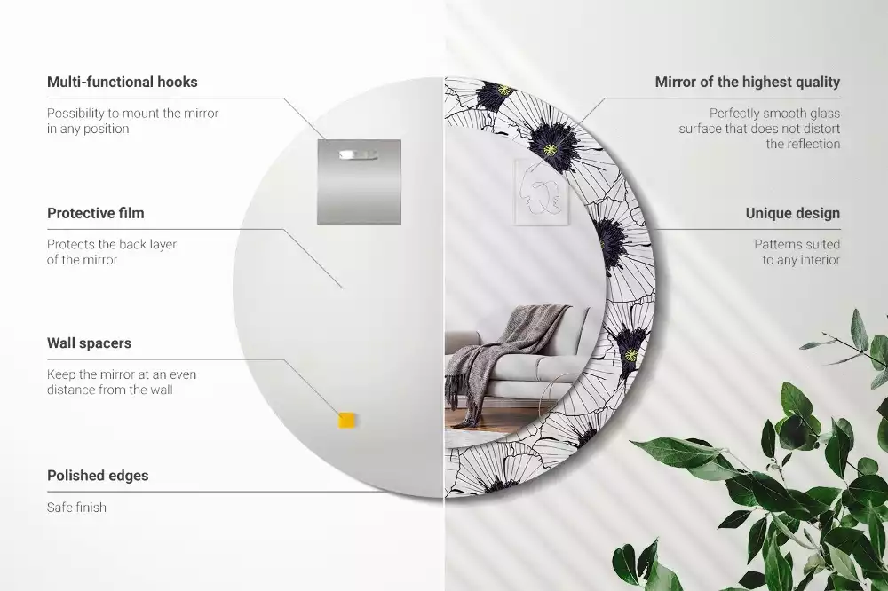 Bedrukte ronde spiegel Bloemstuk