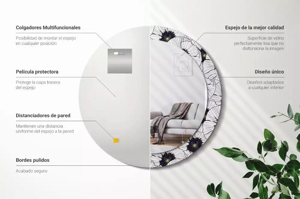 Bedrukte ronde spiegel Bloemstuk