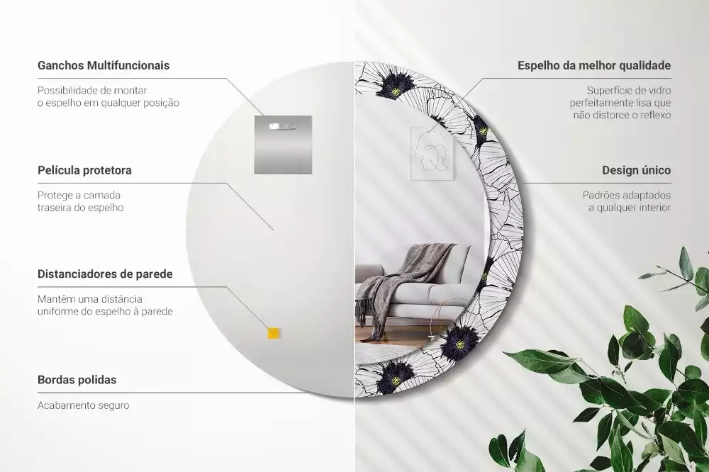 Bedrukte ronde spiegel Bloemstuk