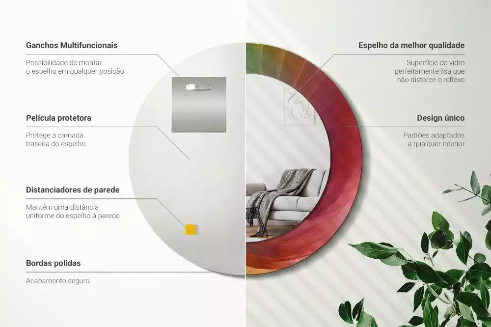 Ronde spiegel met decoratie Kleurenpalet