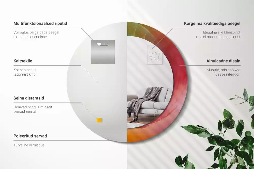 Ronde spiegel met decoratie Kleurenpalet