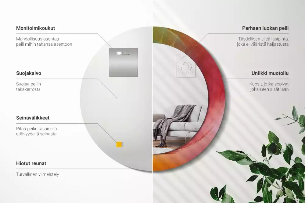 Ronde spiegel met decoratie Kleurenpalet