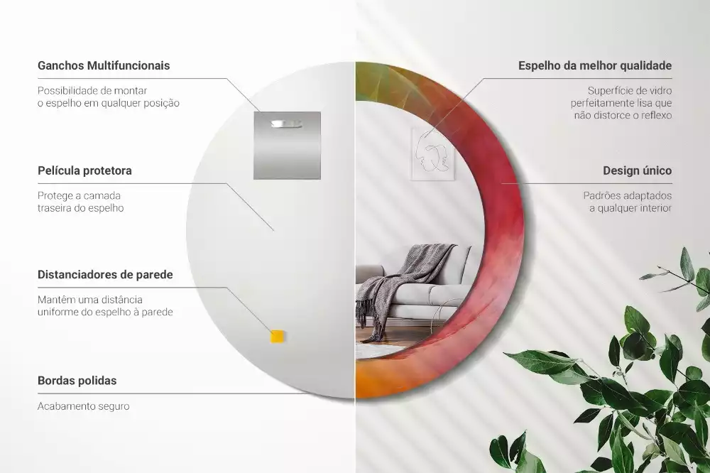 Ronde spiegel met decoratie Kleurenpalet