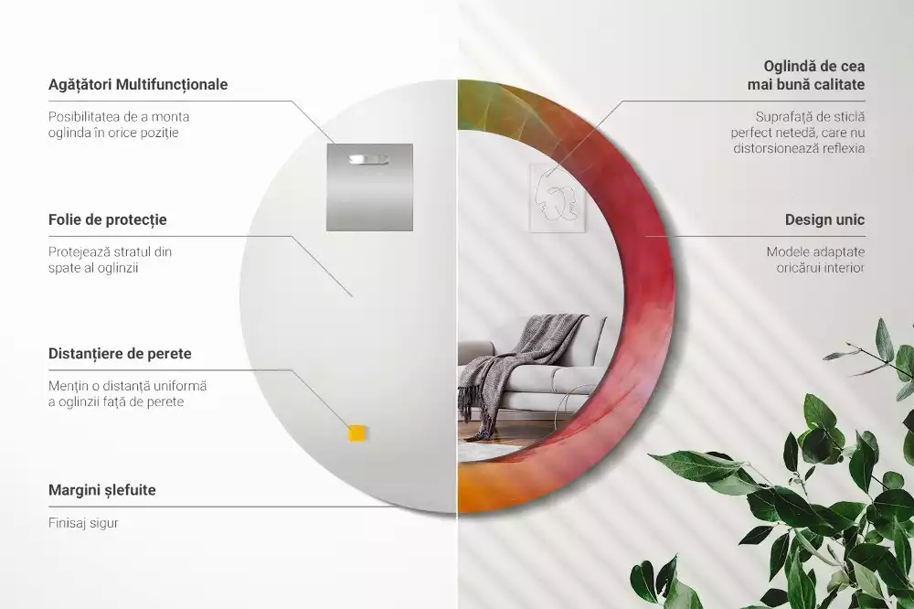 Ronde spiegel met decoratie Kleurenpalet