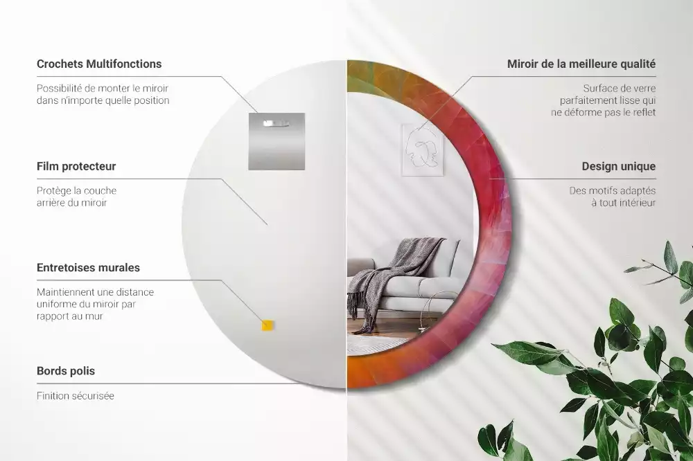 Ronde spiegel met decoratie Kleurenpalet