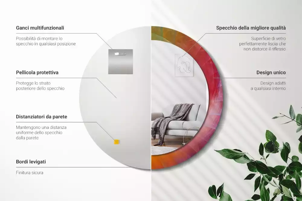 Ronde spiegel met decoratie Kleurenpalet