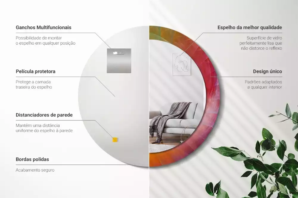 Ronde spiegel met decoratie Kleurenpalet