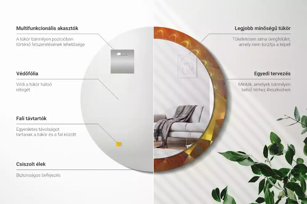 Bedrukte ronde spiegel Spiraalabstractie