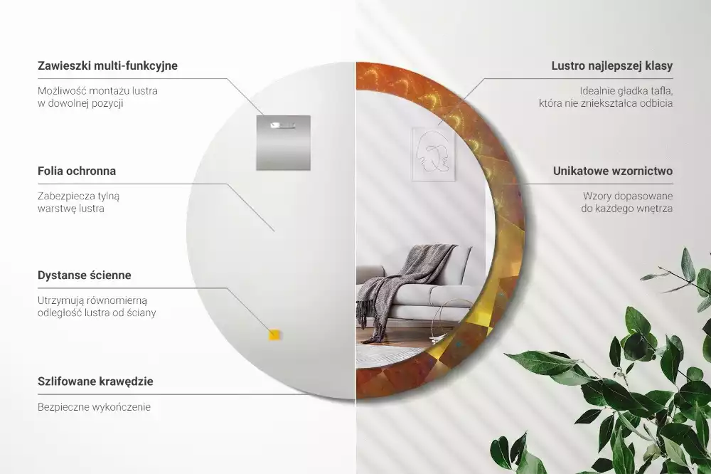 Bedrukte ronde spiegel Spiraalabstractie