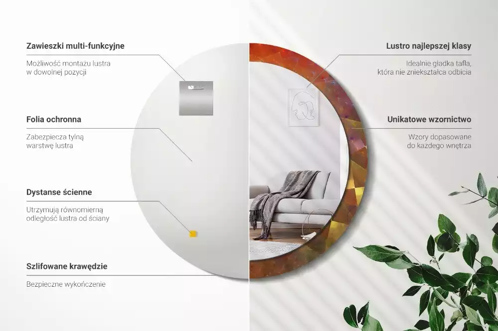 Bedrukte ronde spiegel Spiraalabstractie