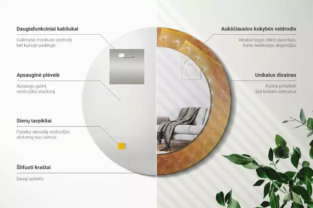 Bedrukte ronde spiegel Spiraalabstractie