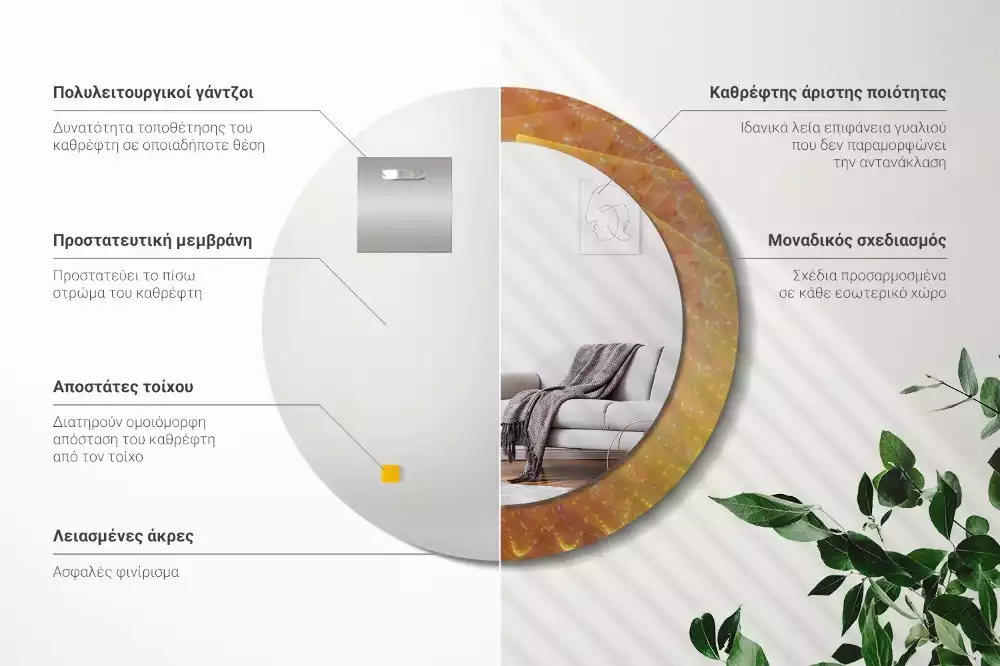 Bedrukte ronde spiegel Spiraalabstractie