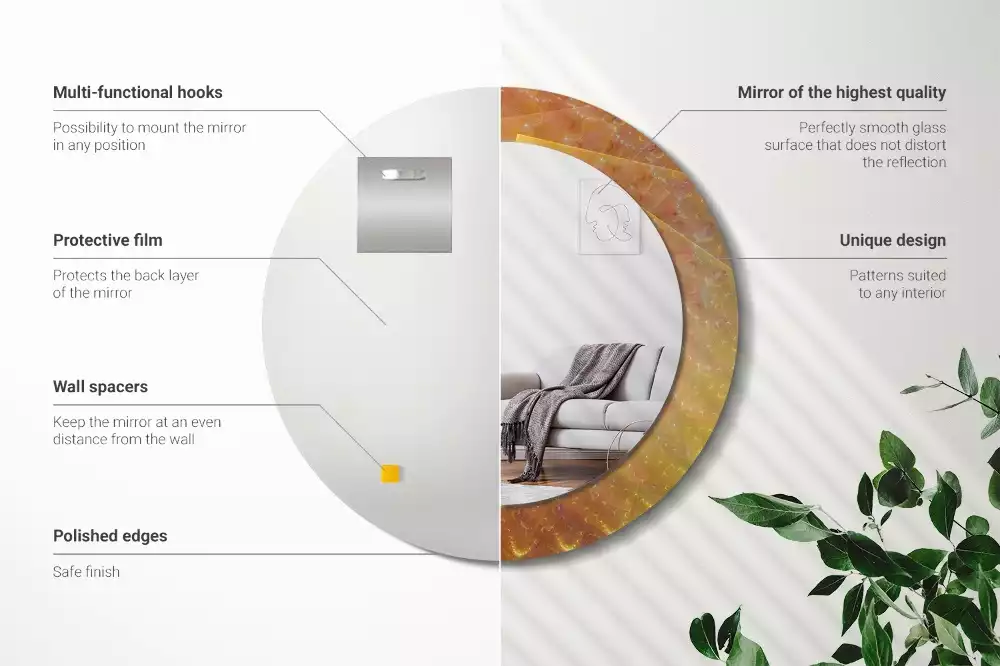 Bedrukte ronde spiegel Spiraalabstractie