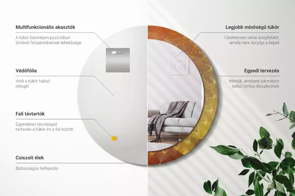 Bedrukte ronde spiegel Spiraalabstractie