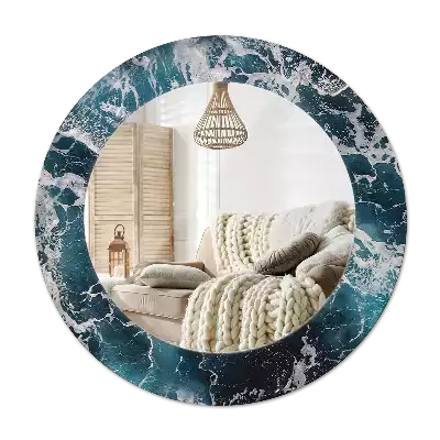 Bedrukte ronde spiegel Stormachtige zee