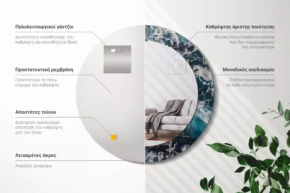 Bedrukte ronde spiegel Stormachtige zee