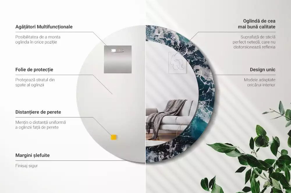 Bedrukte ronde spiegel Stormachtige zee