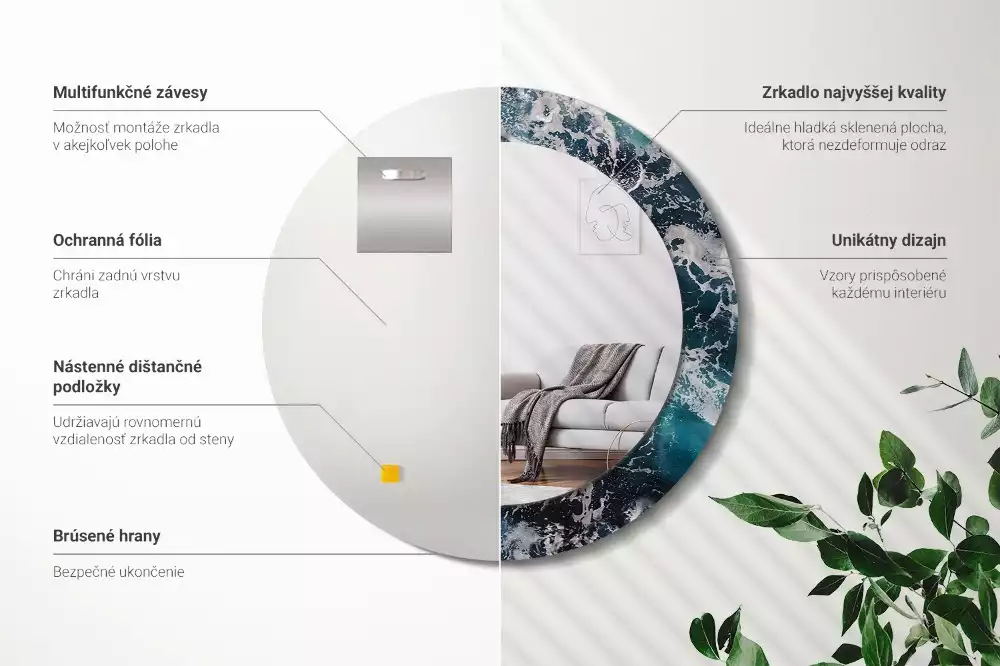 Bedrukte ronde spiegel Stormachtige zee