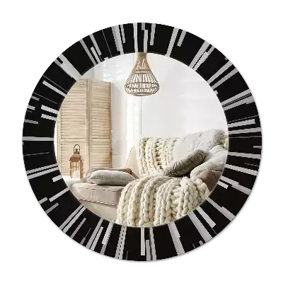 Ronde spiegel met bedrukte lijst Stralende compositie