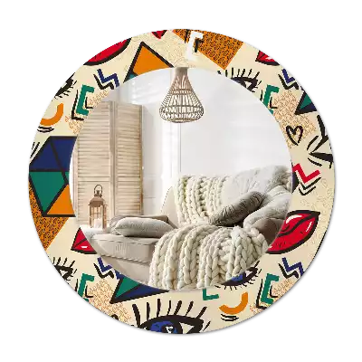 Ronde spiegel met decoratie Pop-artstijl