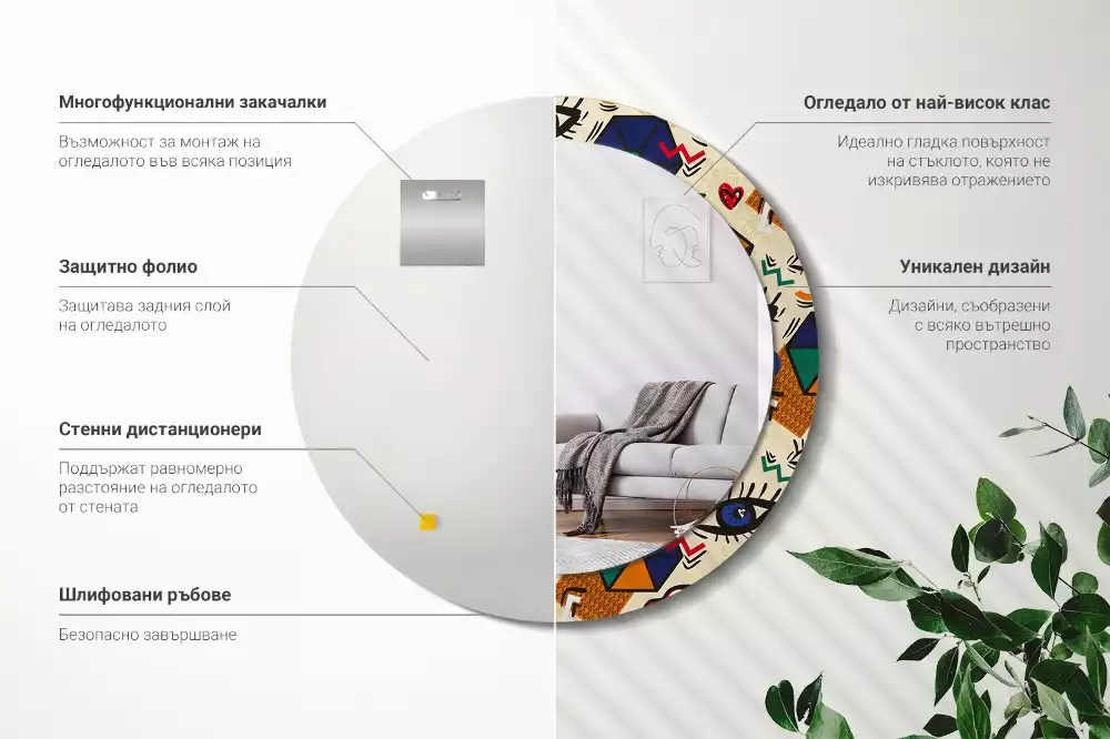 Ronde spiegel met decoratie Pop-artstijl