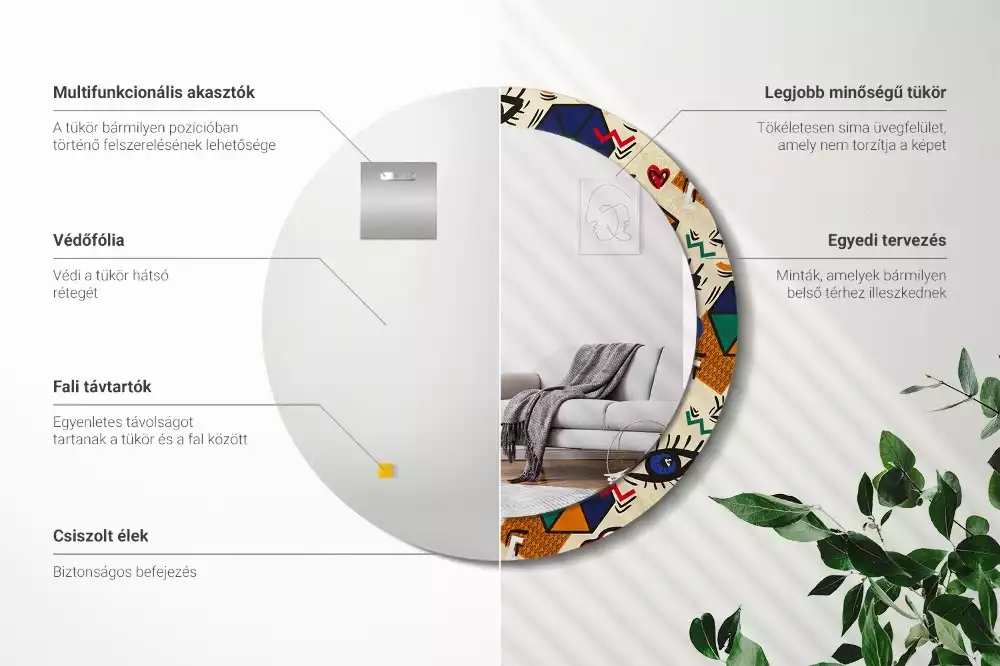 Ronde spiegel met decoratie Pop-artstijl