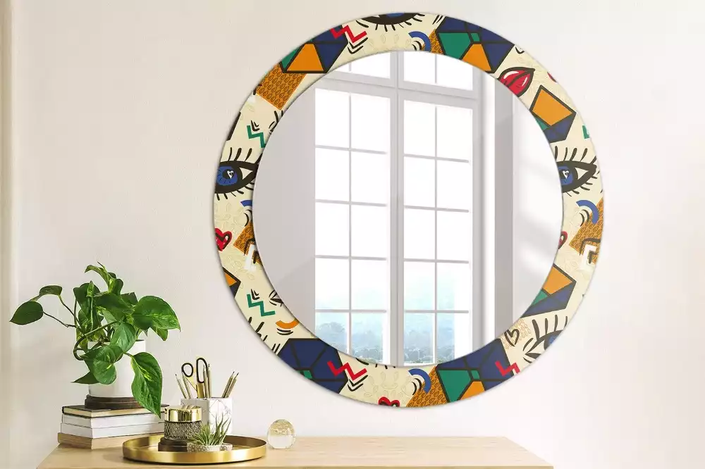 Ronde spiegel met decoratie Pop-artstijl