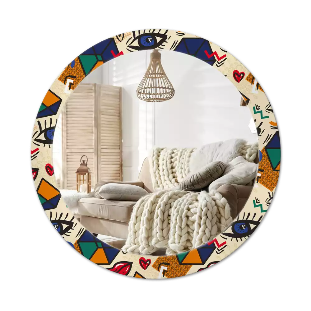 Ronde spiegel met decoratie Pop-artstijl