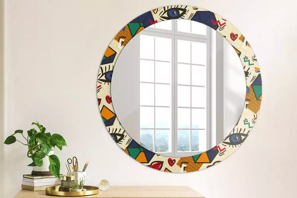 Ronde spiegel met decoratie Pop-artstijl