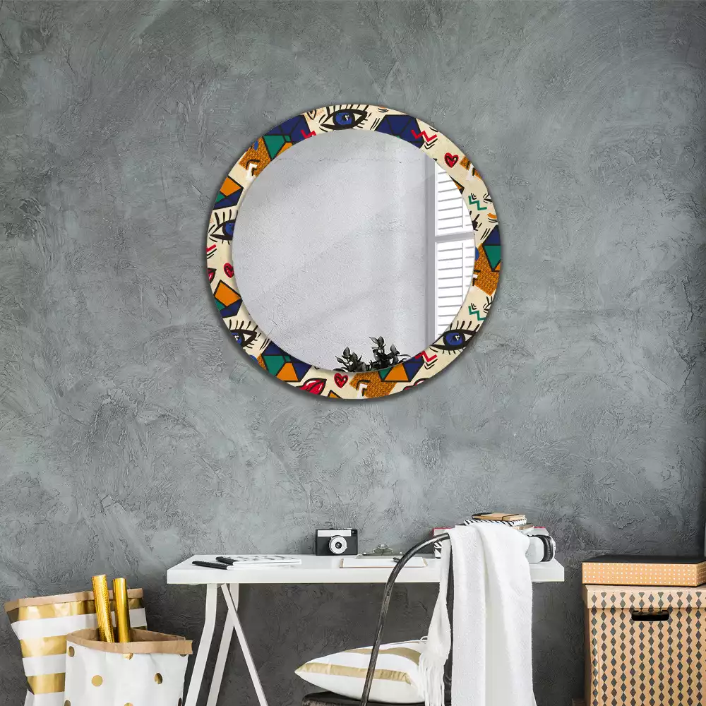 Ronde spiegel met decoratie Pop-artstijl