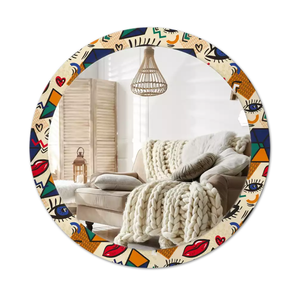 Ronde spiegel met decoratie Pop-artstijl