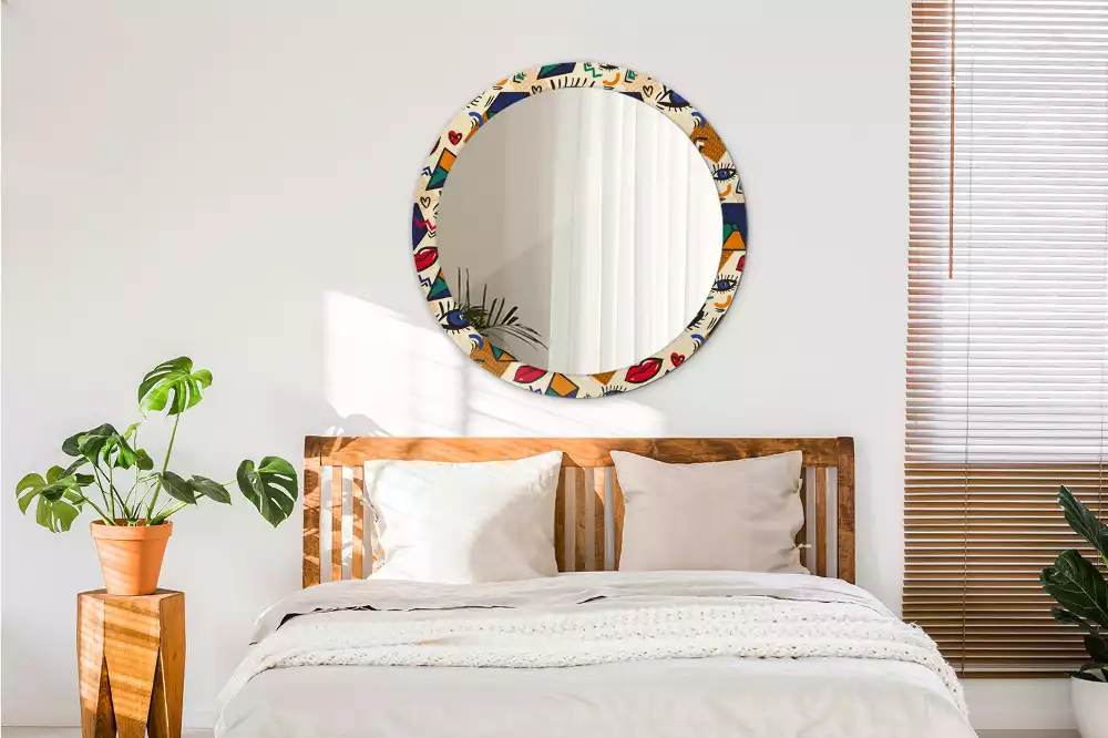 Ronde spiegel met decoratie Pop-artstijl