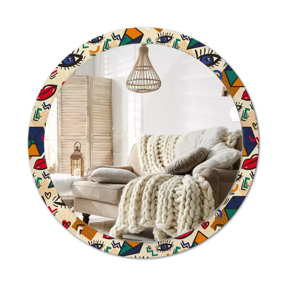 Ronde spiegel met decoratie Pop-artstijl