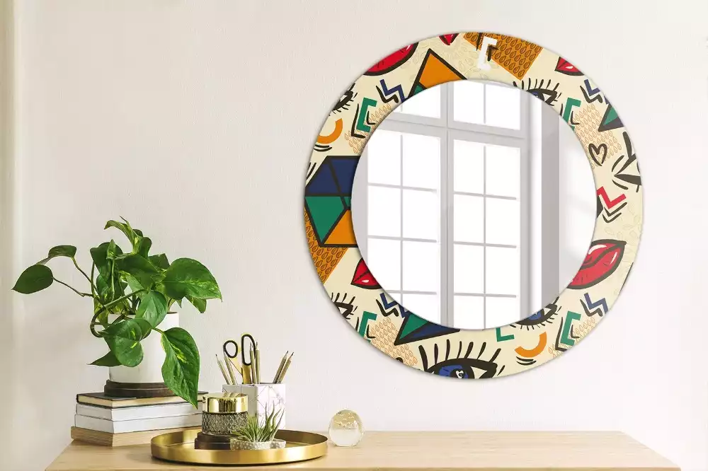 Ronde spiegel met decoratie Pop-artstijl