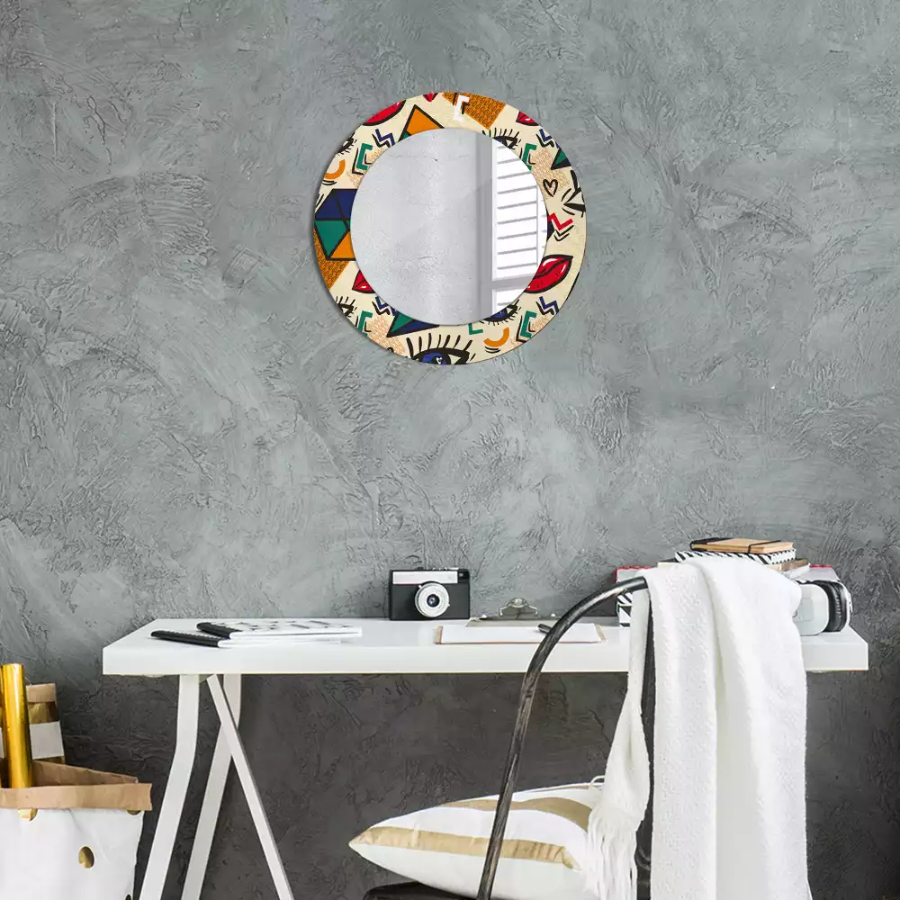 Ronde spiegel met decoratie Pop-artstijl