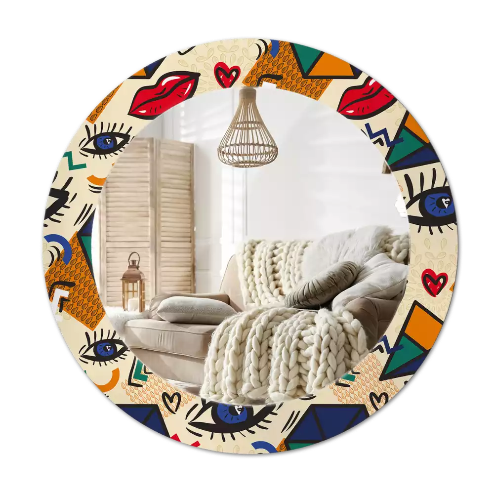 Ronde spiegel met decoratie Pop-artstijl