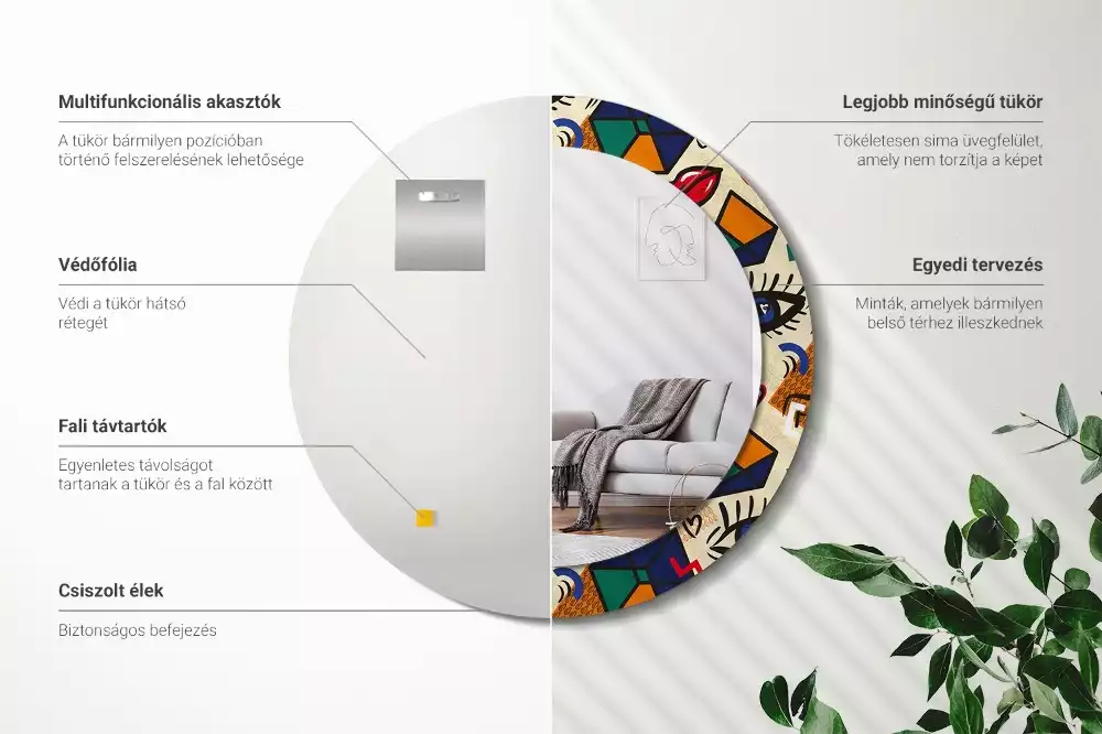 Ronde spiegel met decoratie Pop-artstijl