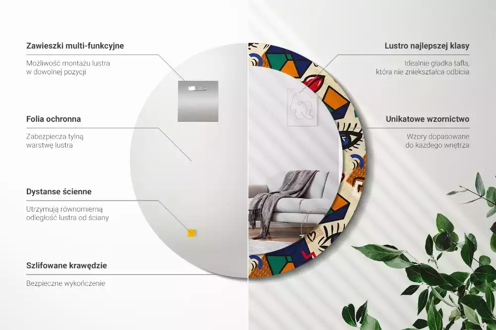 Ronde spiegel met decoratie Pop-artstijl