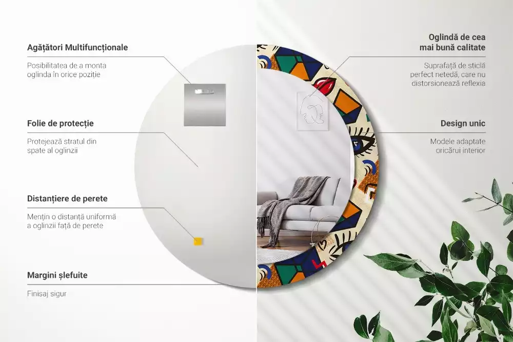 Ronde spiegel met decoratie Pop-artstijl