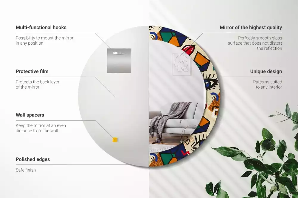 Ronde spiegel met decoratie Pop-artstijl