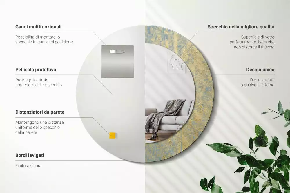 Bedrukte ronde spiegel Loftpatroon