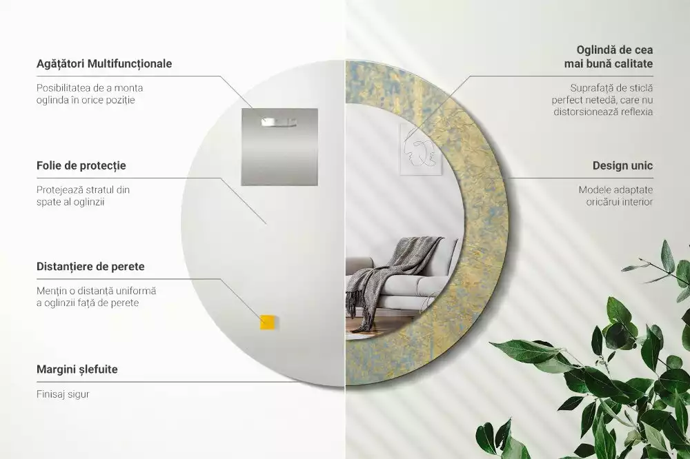 Bedrukte ronde spiegel Loftpatroon