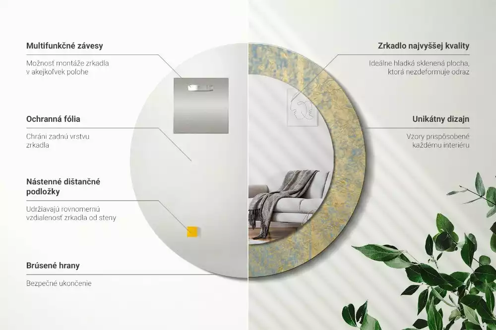 Bedrukte ronde spiegel Loftpatroon