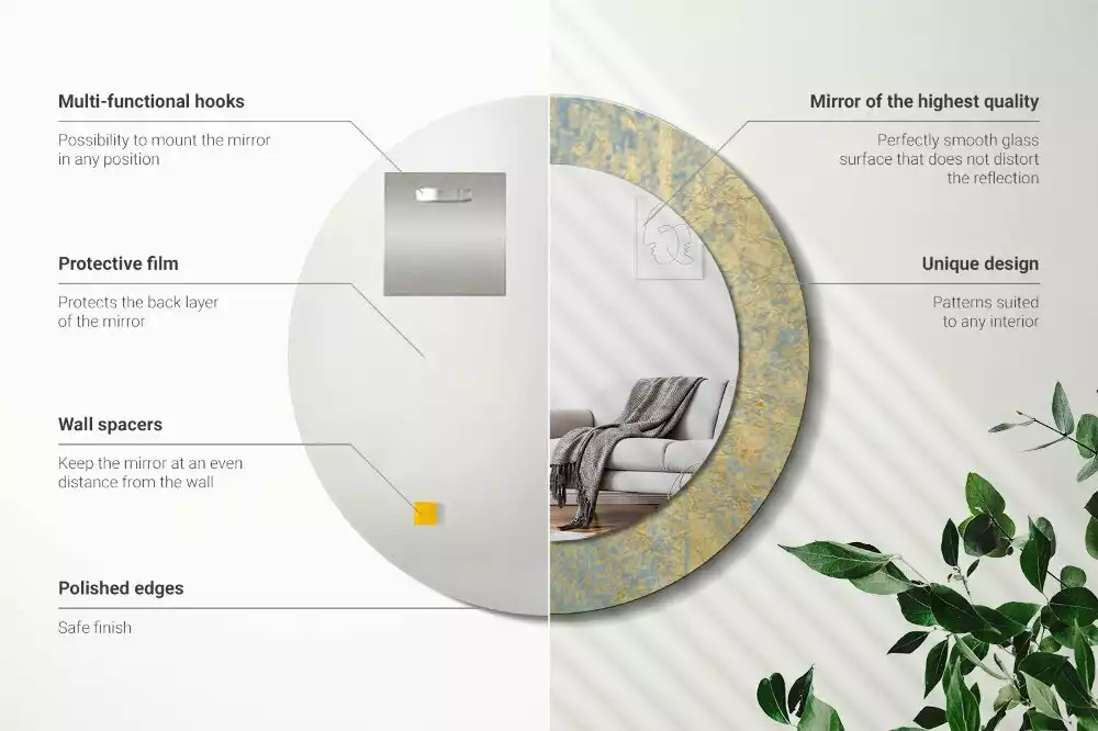 Bedrukte ronde spiegel Loftpatroon